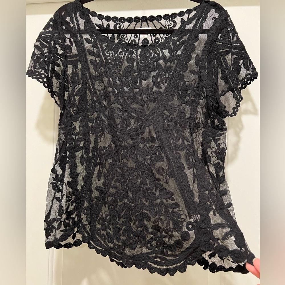 Xhilaration Sheer Lace Top - XXL - Picture 2 of 4
